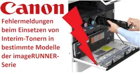 Mögliche Fehleranzeige bei Canon imageRUNNER Modellen