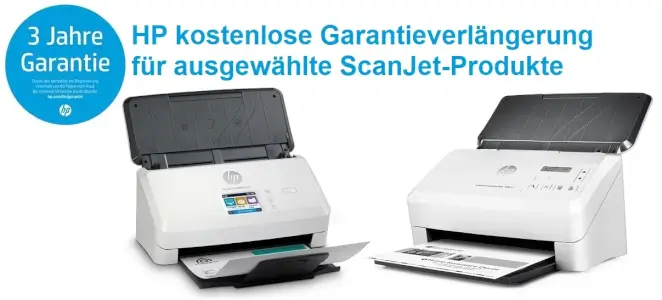 HP kostenlose Garantieverlängerung auf 3 Jahre bei ausgewählten HP ScanJet-Produkten