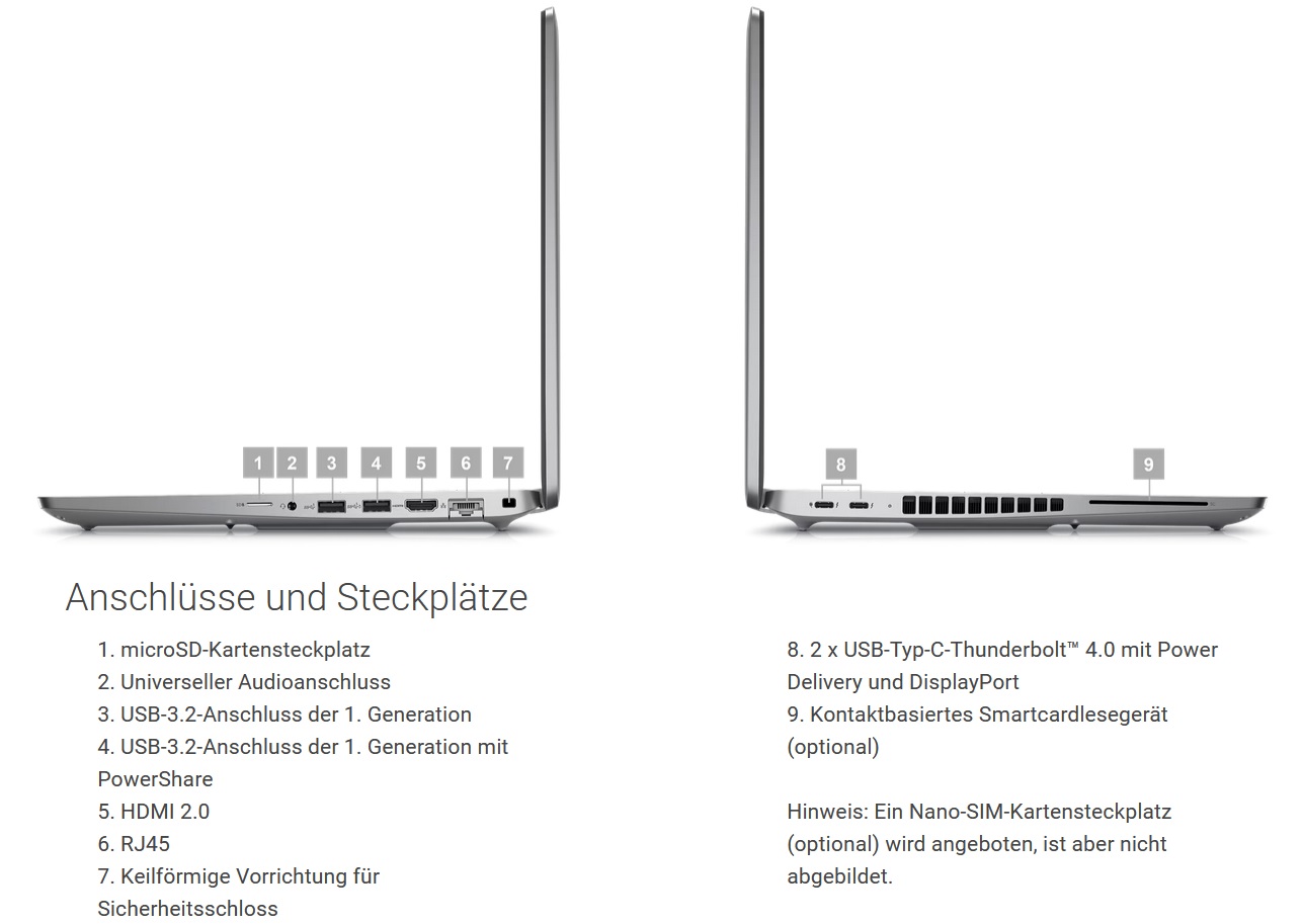 Dell Latitude 5540 Laptop - Anschlüsse