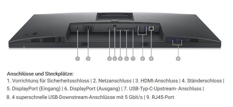 Dell USB-C-Hub-Monitor 23.8 Zoll (60.5 cm) Anschlussvielfalt