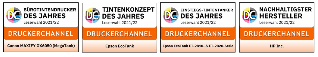 Druckerchannel Leserwahl 2021/22 - de nachfüllbaren Systeme schneiden sehr gut ab